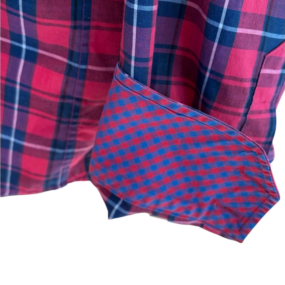 Ben Sherman Red/Blue Plaid Button front Shirt size L. - Picture 4 of 7